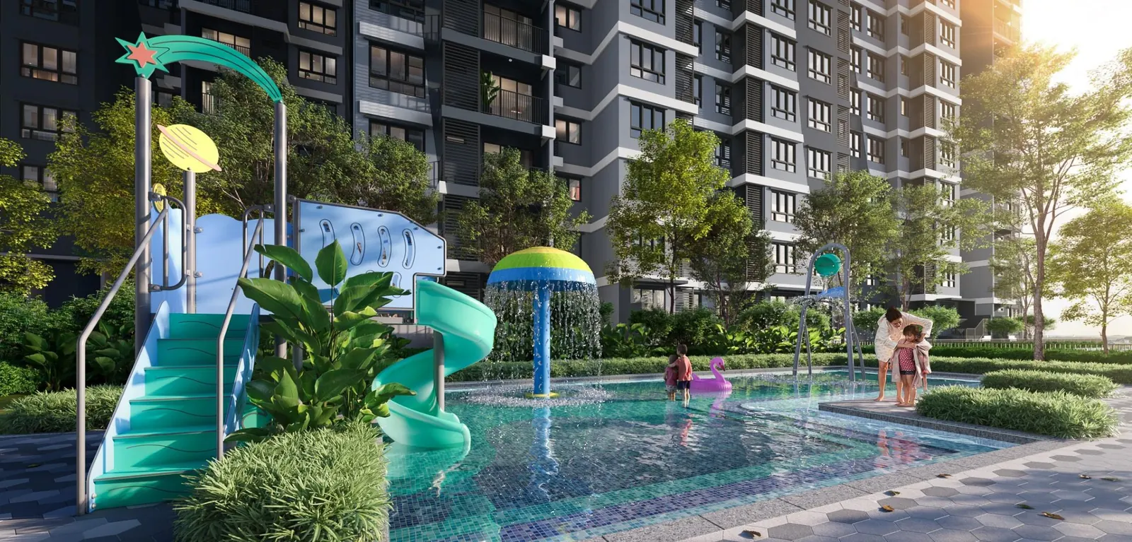 Kids' pool and slide